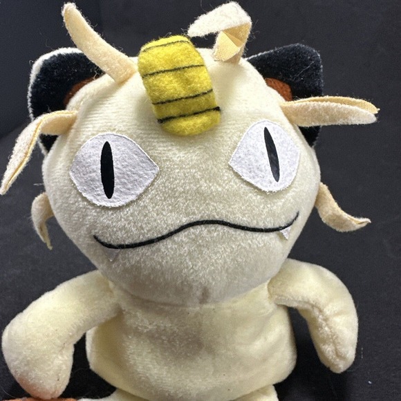 1998 Hasbro Nintendo Pokémon Meowth Beanie Plush VTG Original 6.5" Creature - Picture 3 of 8